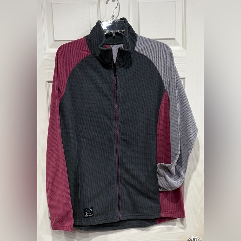 Skygoat Women's XL CAMP Jacket Microgrid Fleece Hood NWT Hibsicus Grey